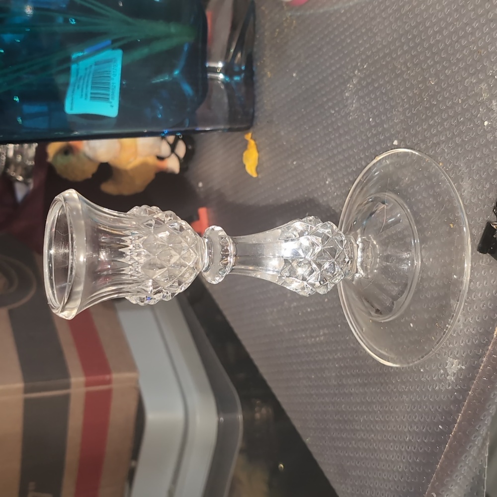 AVAILABLE - Vintage English hobnail 6.75" Tall candlestick.
